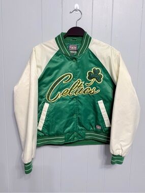 Rare NBA Hardwood Classics Boston Celtics Green Varsity Bomber Jacket